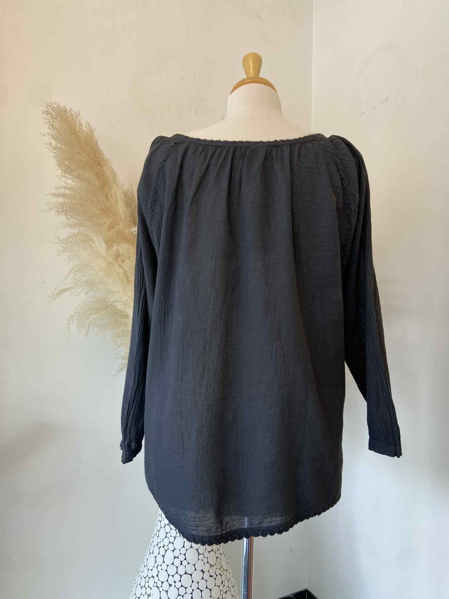 Marrie Peasant Top ~ Dark Navy