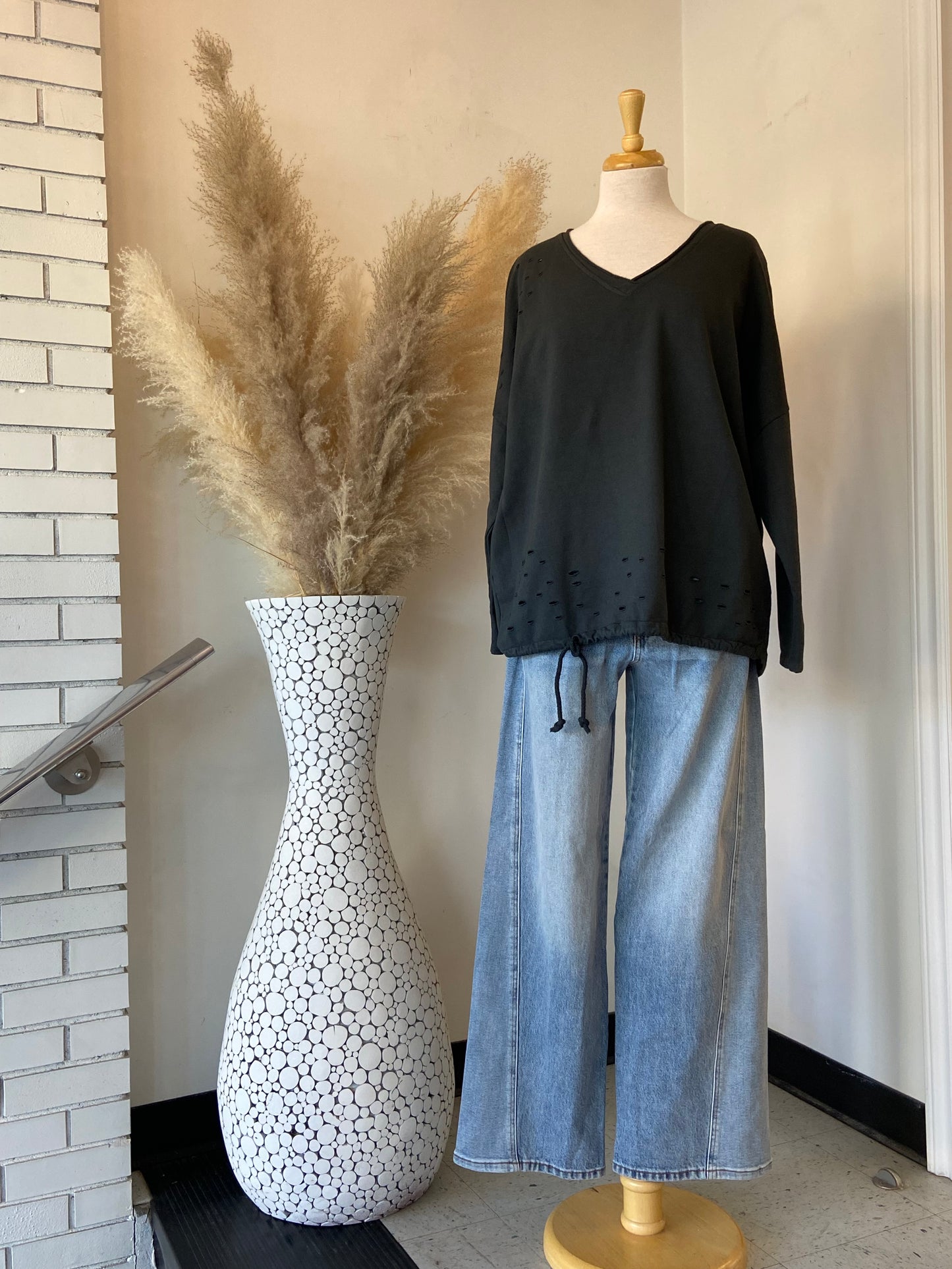 Nadine Distressed Sweatshirt ~ Charcoal