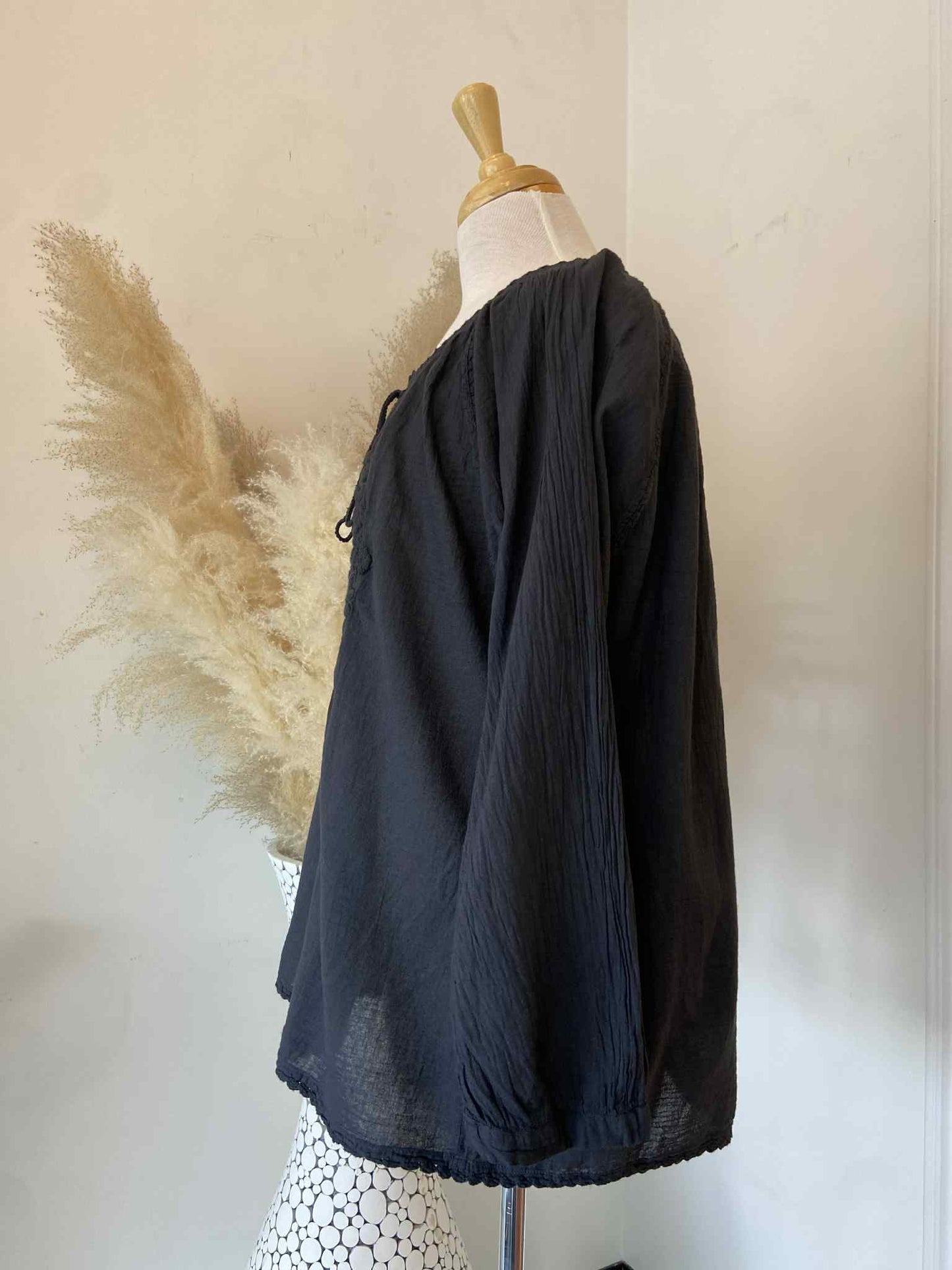 Marrie Peasant Top ~ Dark Navy