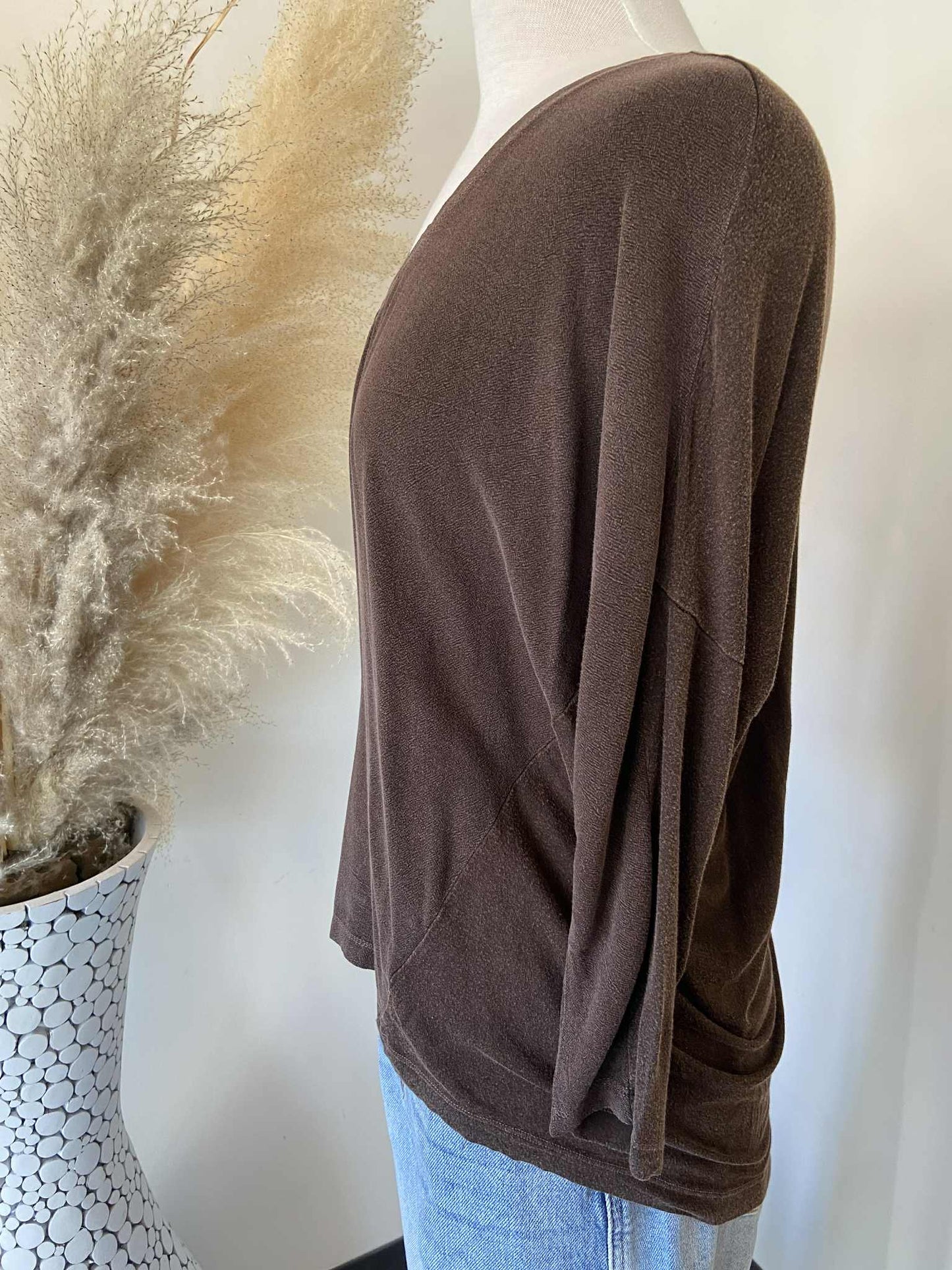 Leni V-Neck Dolman Top ~ Coffee Bean