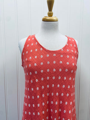 Jennifer Tank Dress ~ Coral Dots