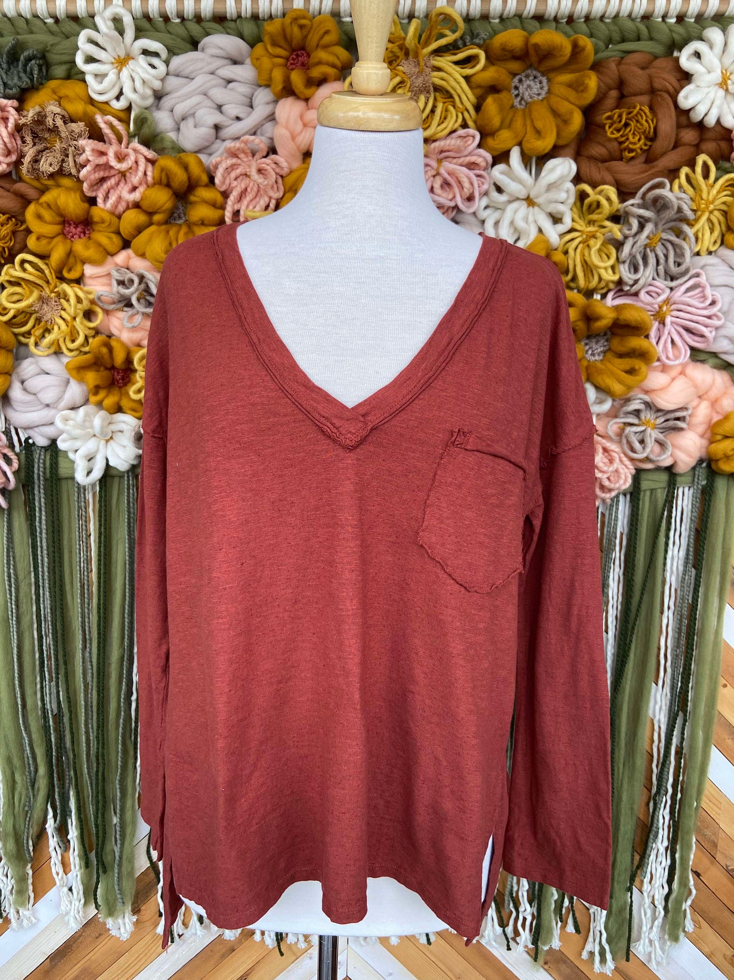 Ames Raw Seam Top ~ Cognac