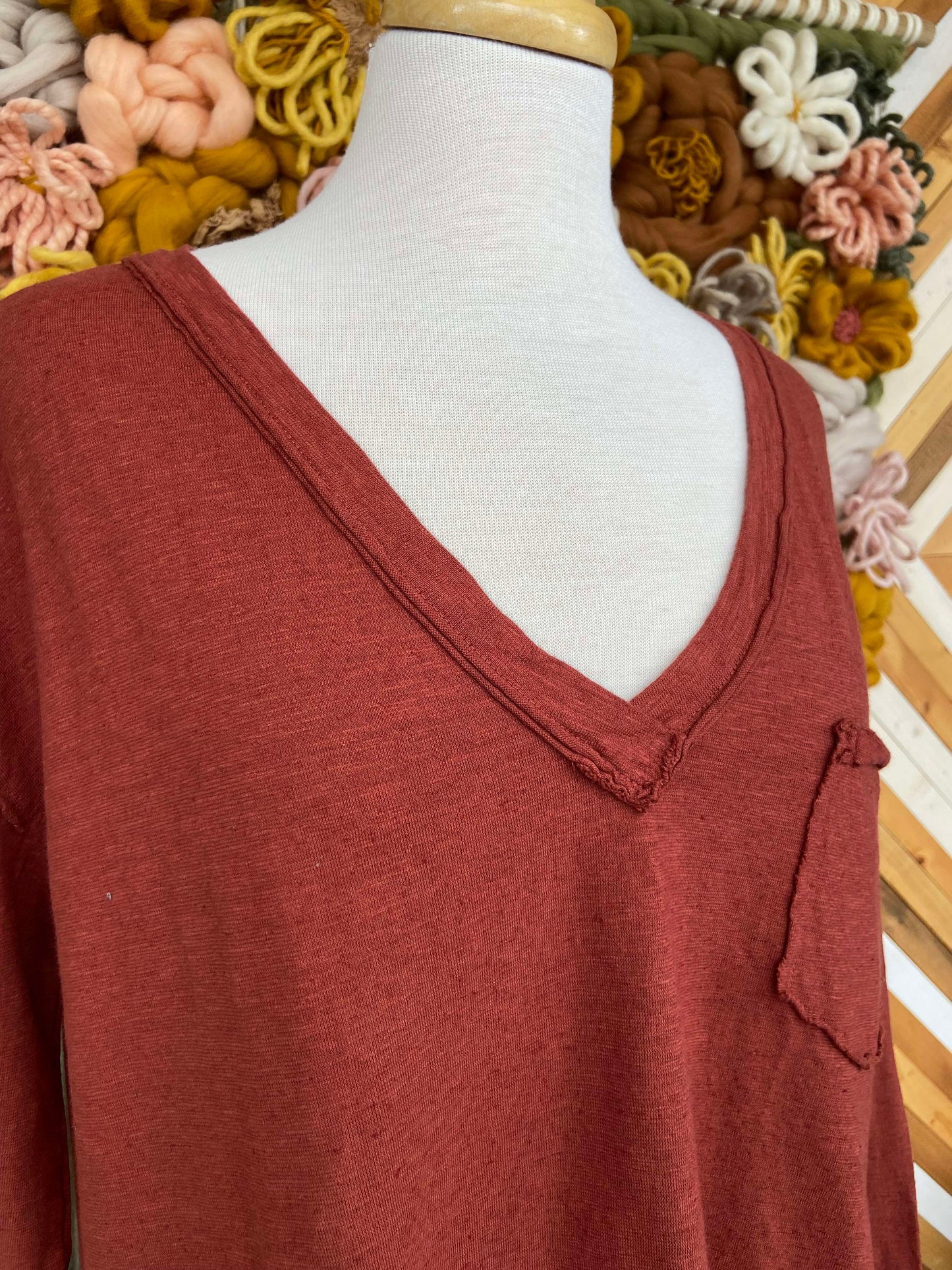 Ames Raw Seam Top ~ Cognac