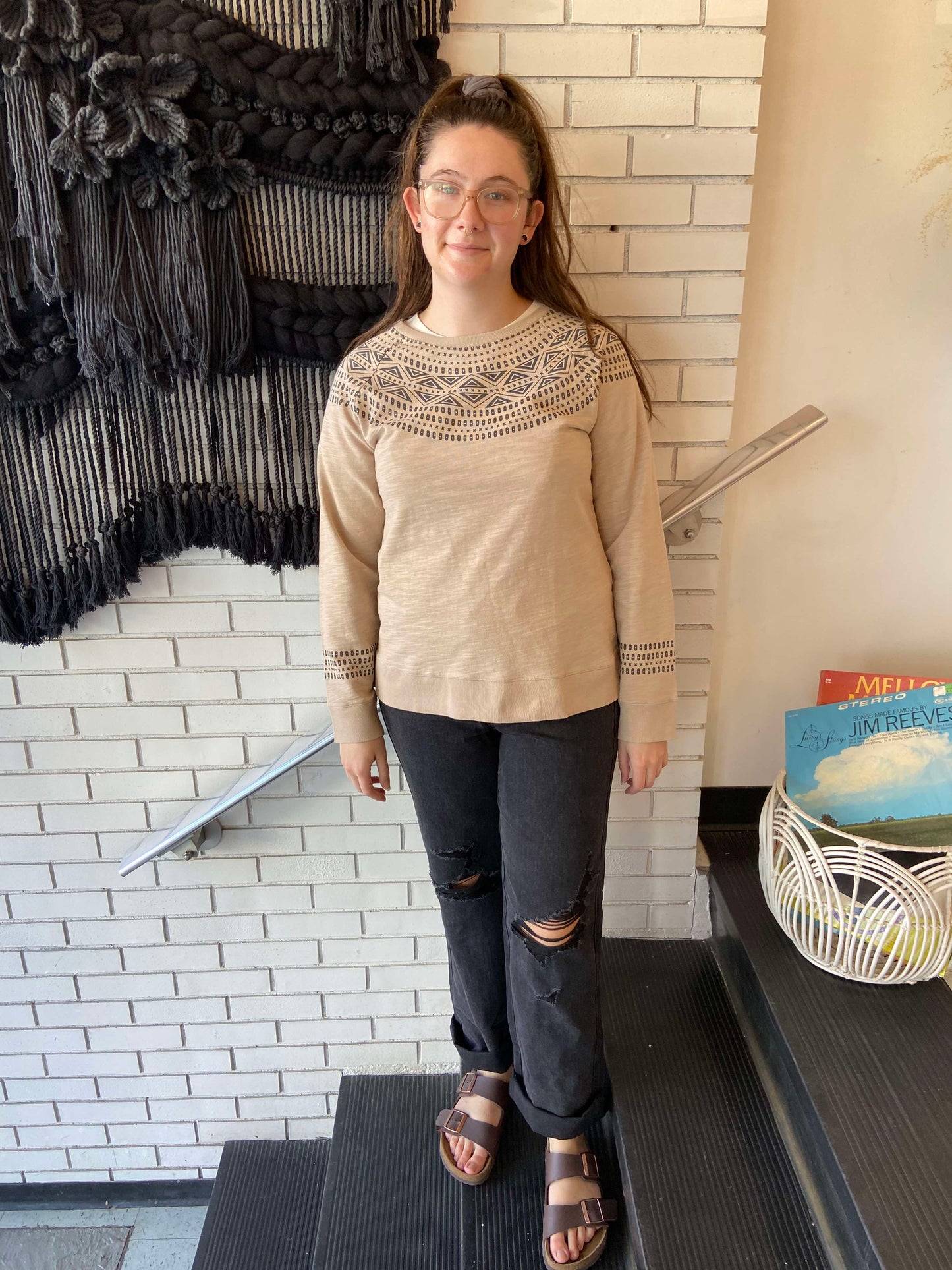 Seven Vintage Print Top ~ Graphite