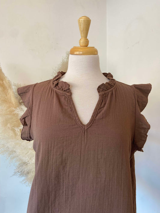 Elli Ruffle Tank ~ Bark