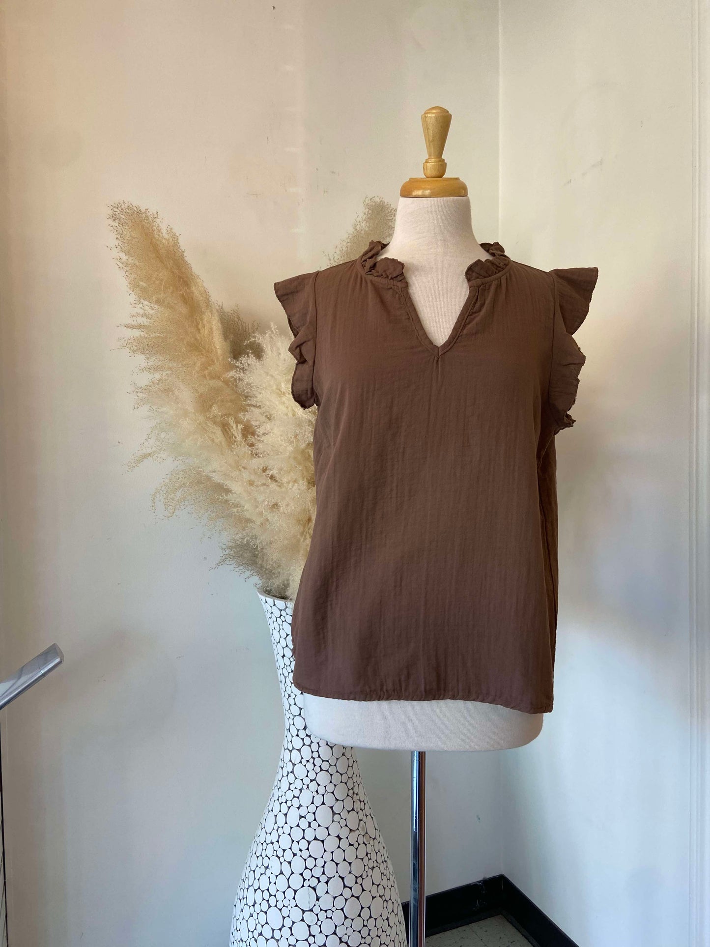 Elli Ruffle Tank ~ Bark