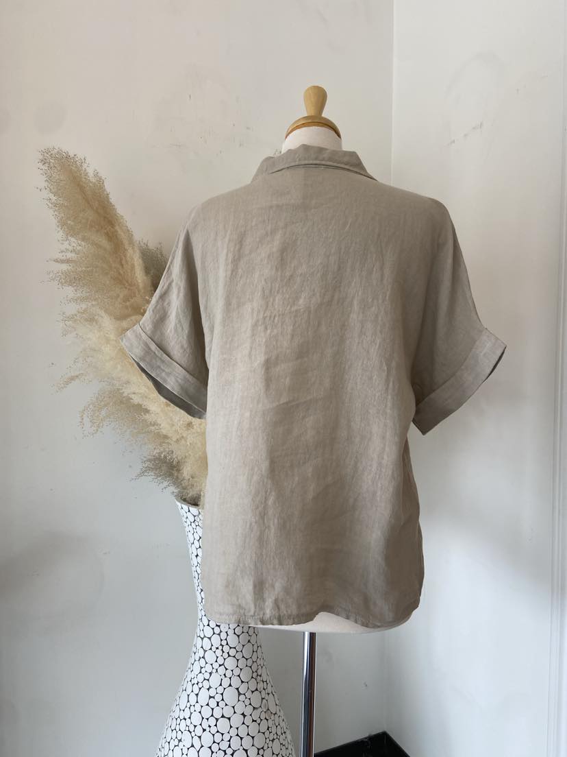 Cheryl Button Down Top ~ Beige