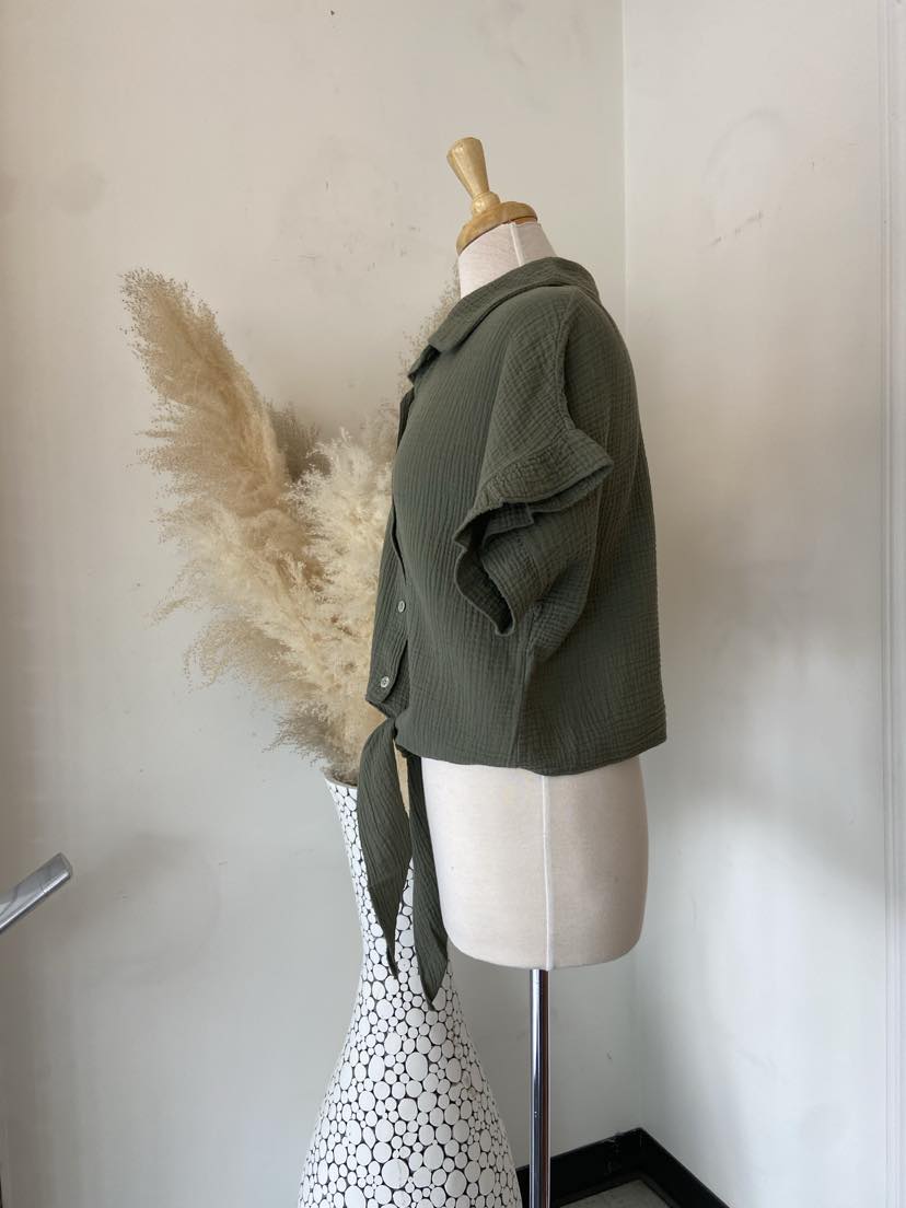 Libby Tie Front ~ Khaki