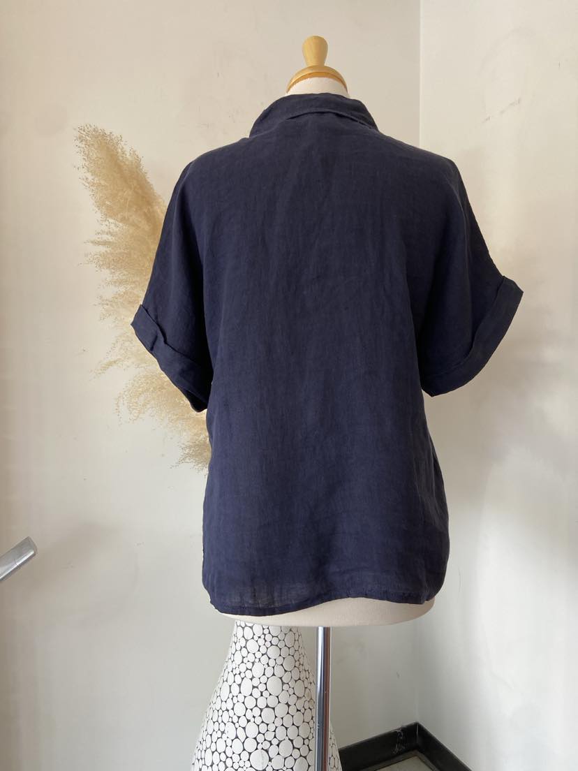 Cheryl Button Down Top ~ Navy ~ Size S