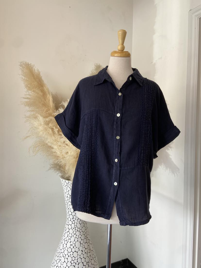 Cheryl Button Down Top ~ Navy ~ Size S