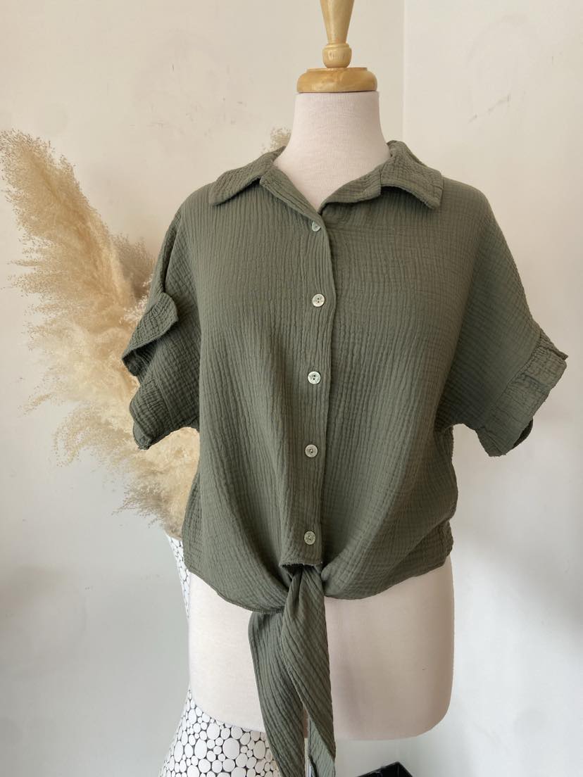 Libby Tie Front ~ Khaki