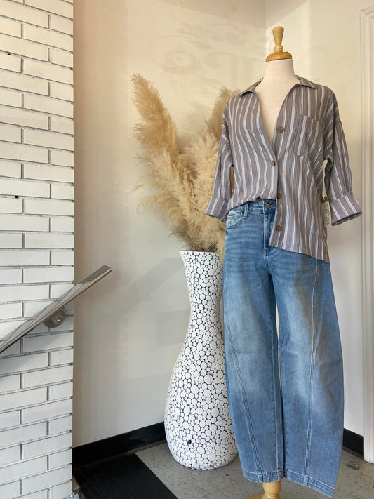 Huxley Button Down ~ Fog