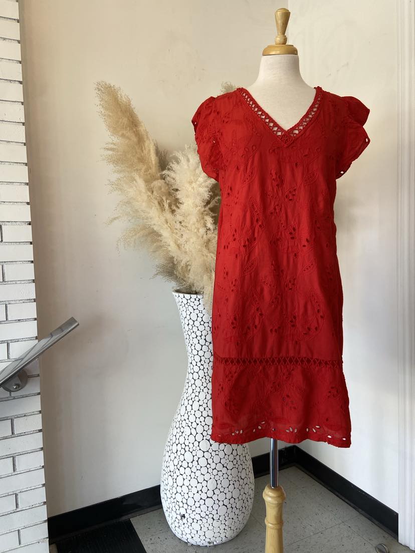 Kallie Eyelet Dress ~ Cherry