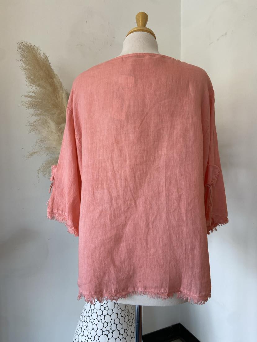 Myla Linen Top ~ Coral