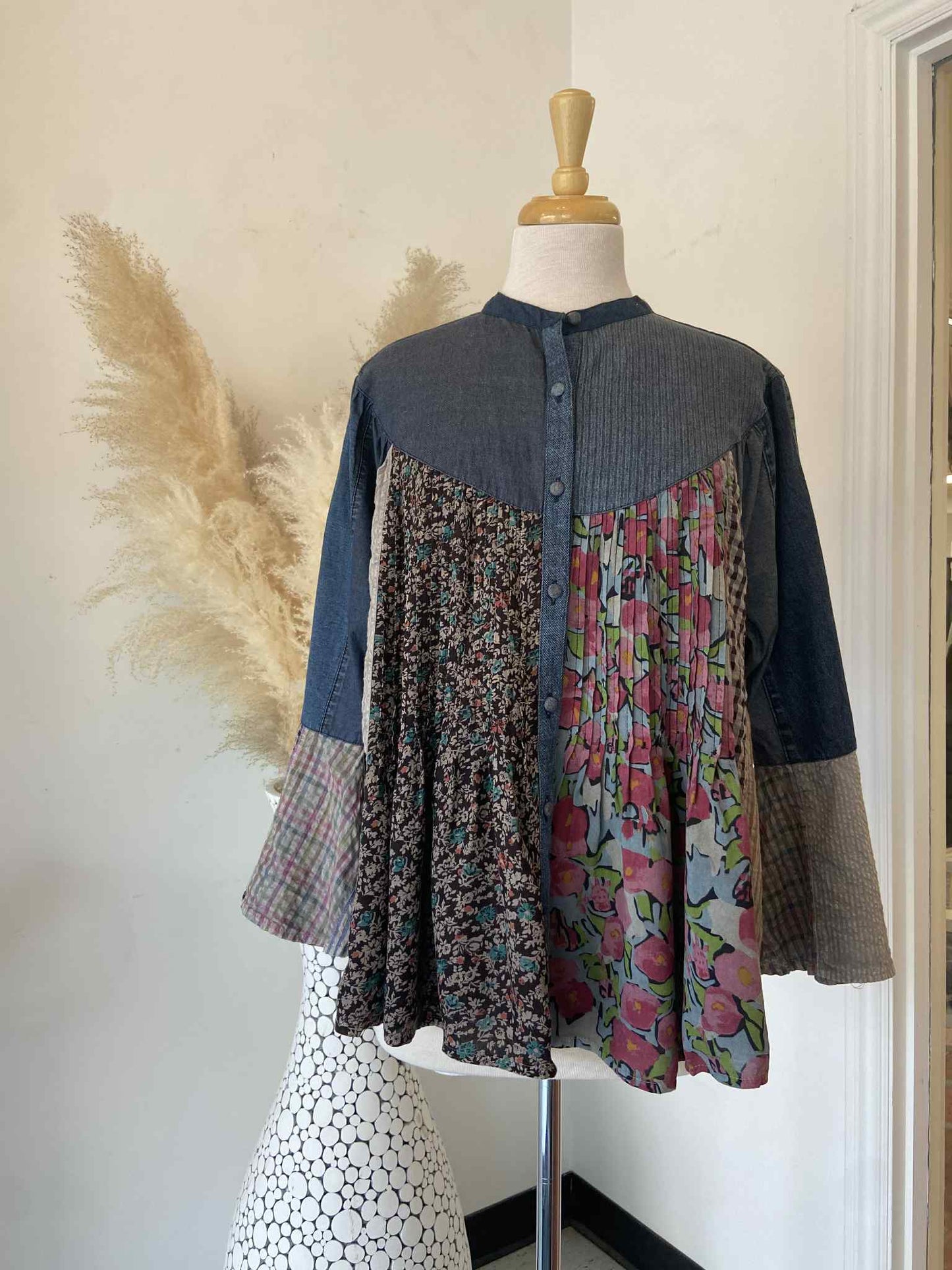 Linea Flare Sleeve Top ~ Pink Flower