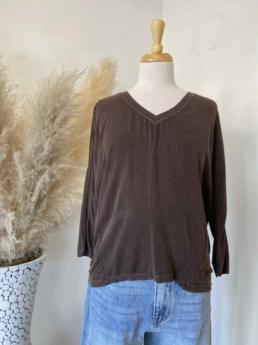 Leni V-Neck Dolman Top ~ Coffee Bean