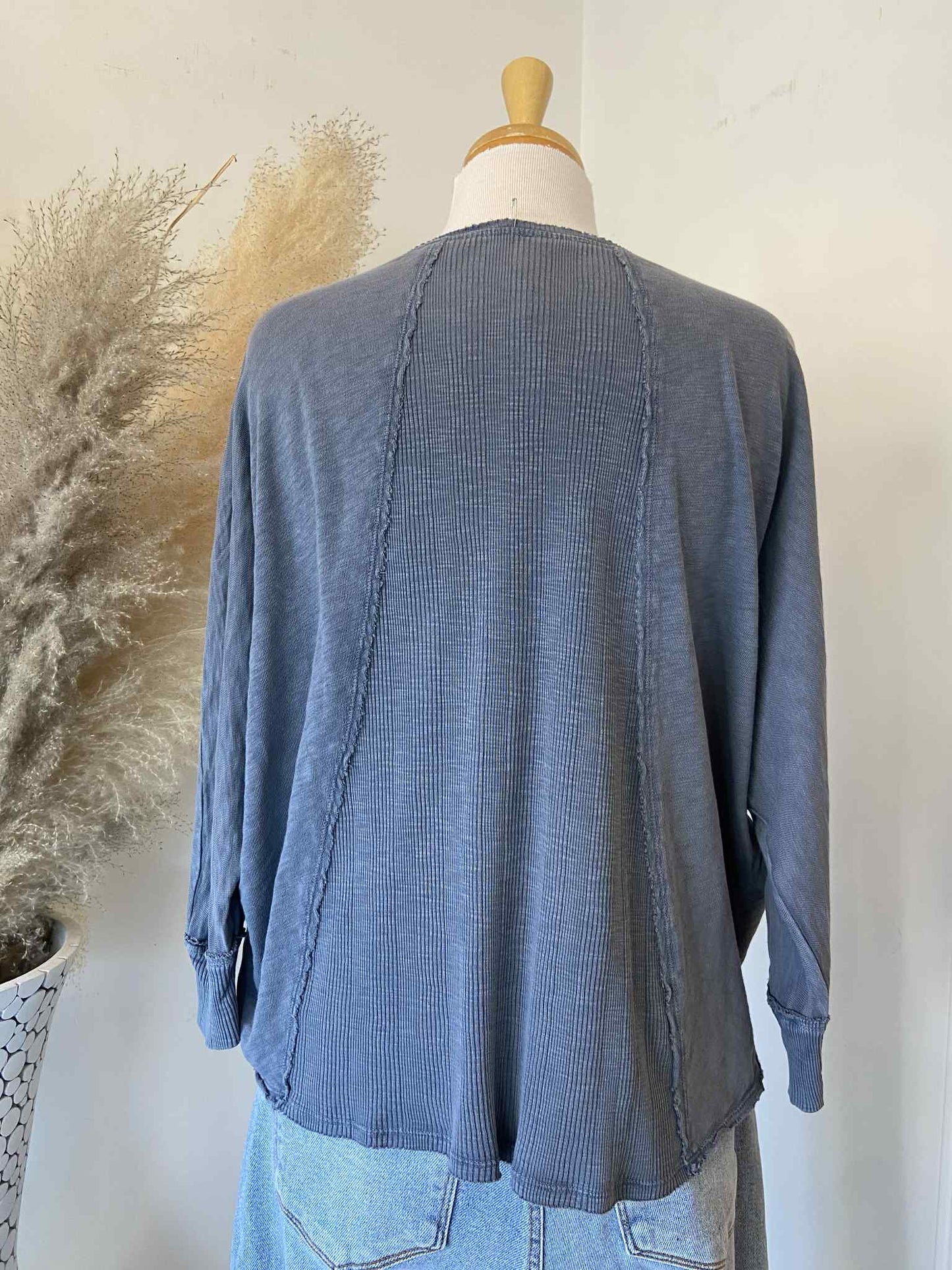 Dani Dolman Top ~ Pigeon Blue