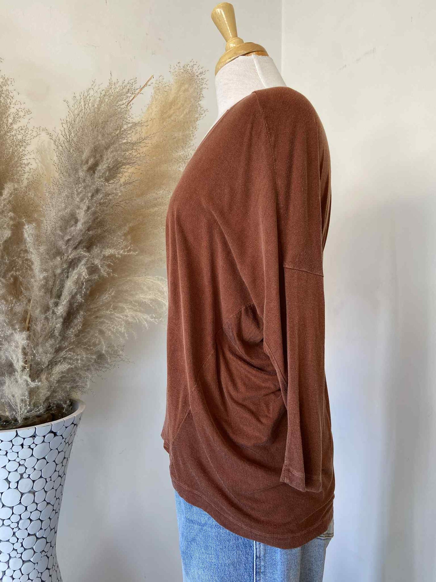 Leni V-Neck Dolman Top ~ Currant