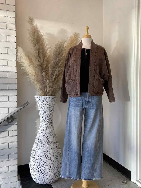 Blake Quilted Cardigan ~ Peppercorn