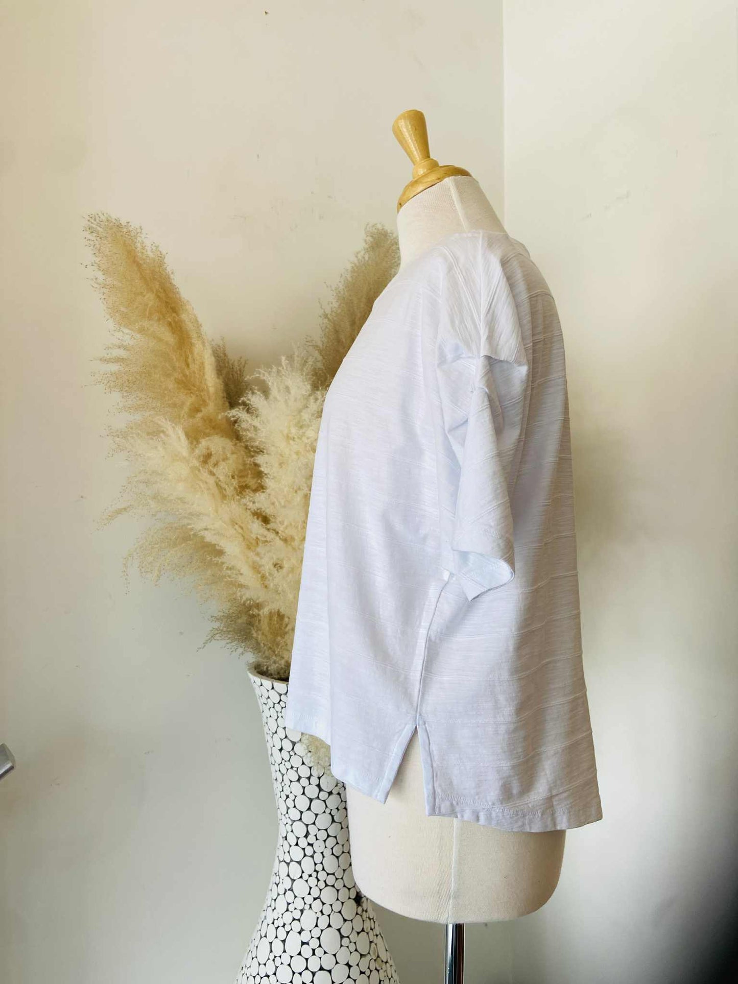 Arla Pleated Sleeve Top ~ White