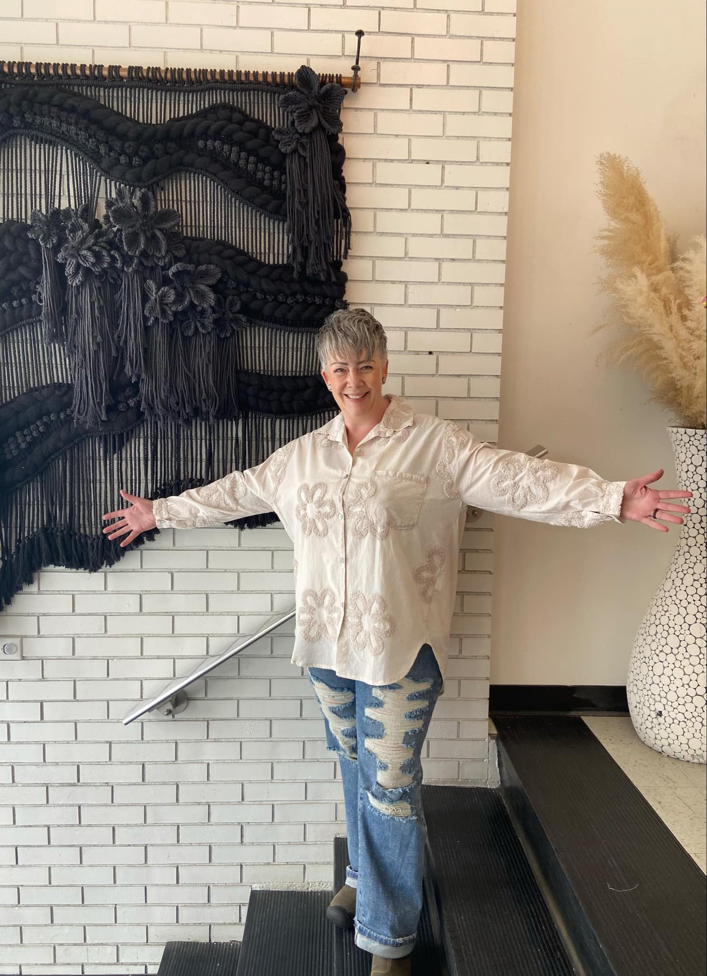 Shelley Flowered Top ~ Beige