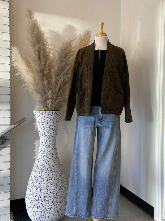 Blake Quilted Cardigan ~ Hunter Green