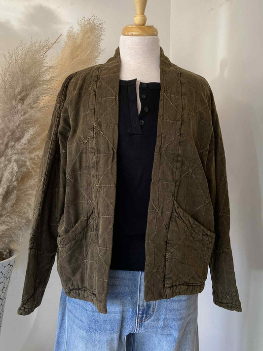 Blake Quilted Cardigan ~ Hunter Green