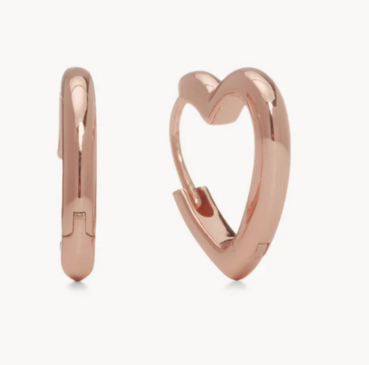 Rose Gold Heart Huggie Hoops