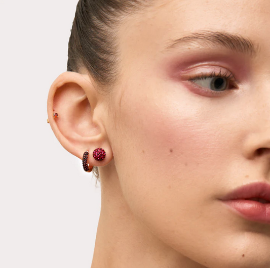 Always On Sparkle Hoop Earrings - Merlot