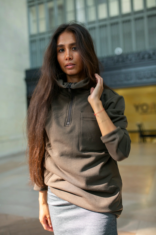 Ford Upcycling Half-Zip Fleece ~ Brown