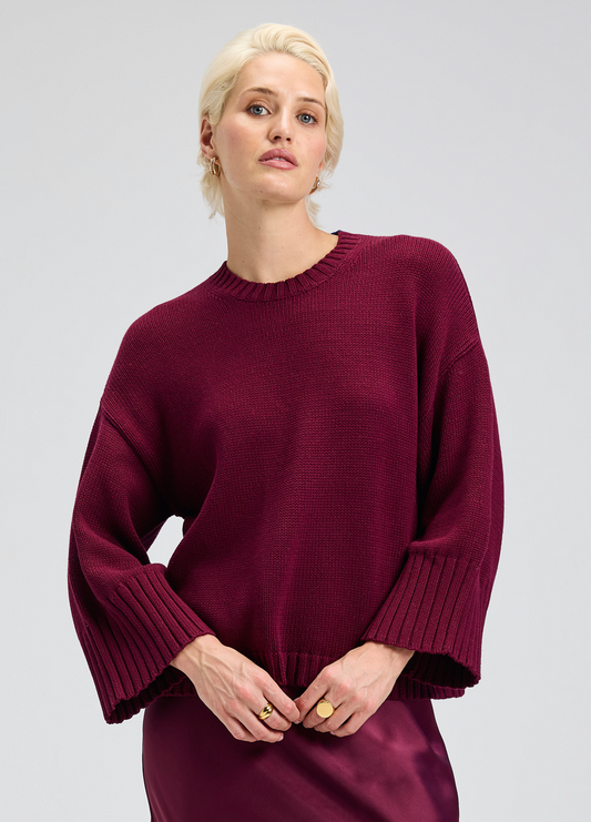 Rosie Wide Sleeve Crew ~ Beetroot