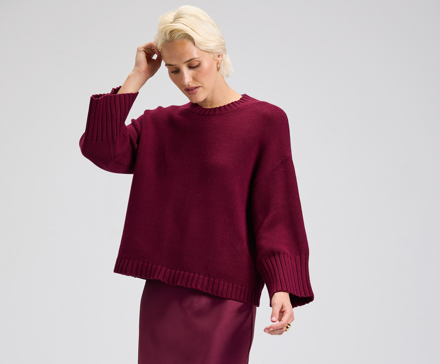 Rosie Wide Sleeve Crew ~ Beetroot