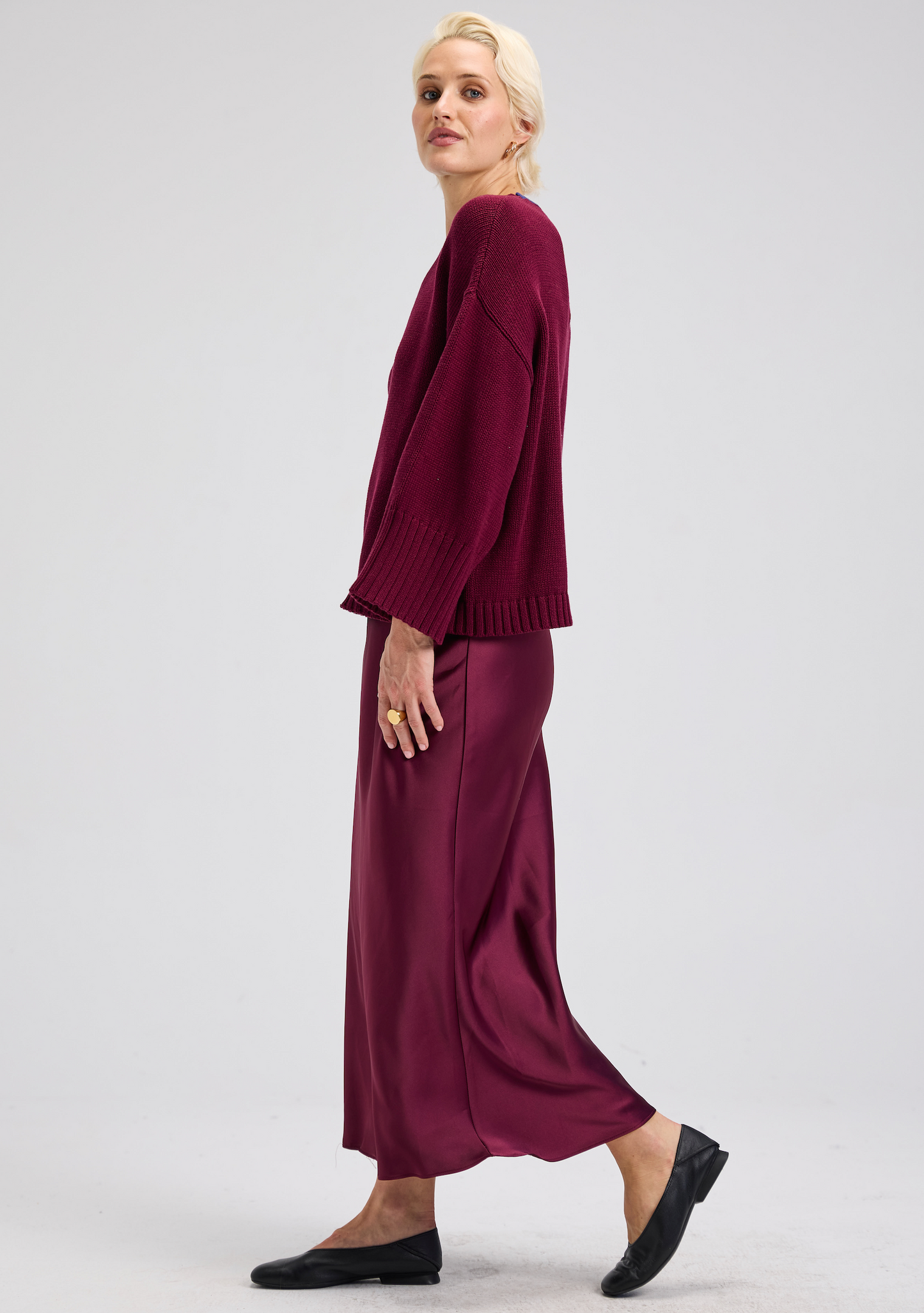 Rosie Wide Sleeve Crew ~ Beetroot