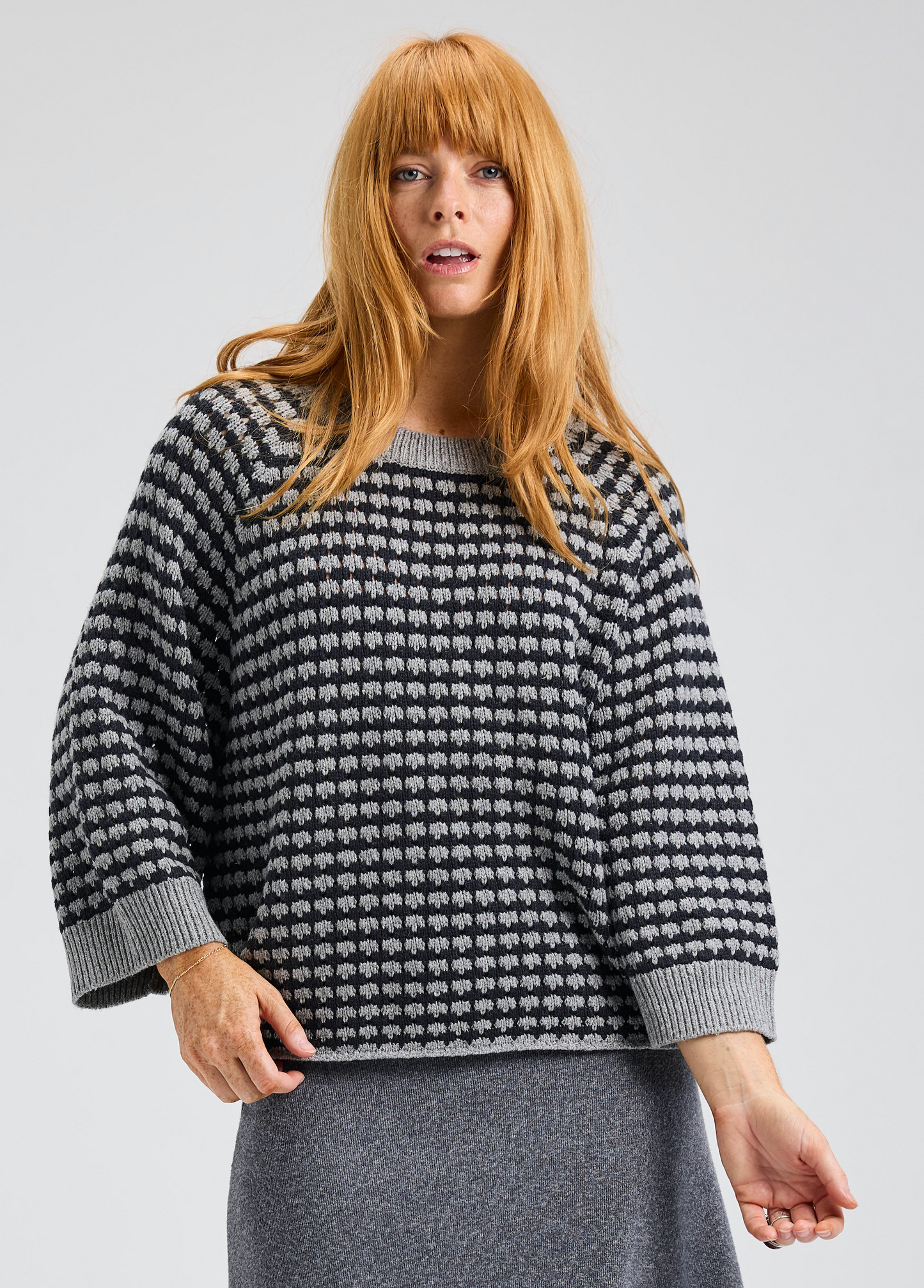 Bethany Textured Crew ~ Cloud