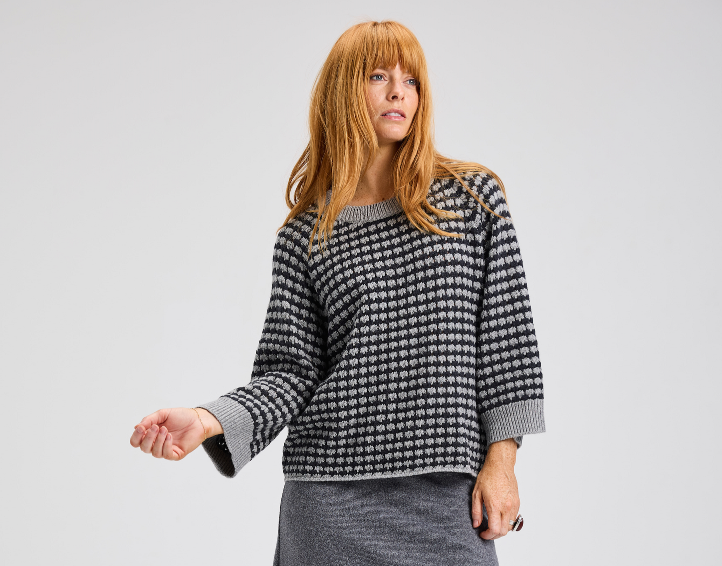 Bethany Textured Crew ~ Cloud