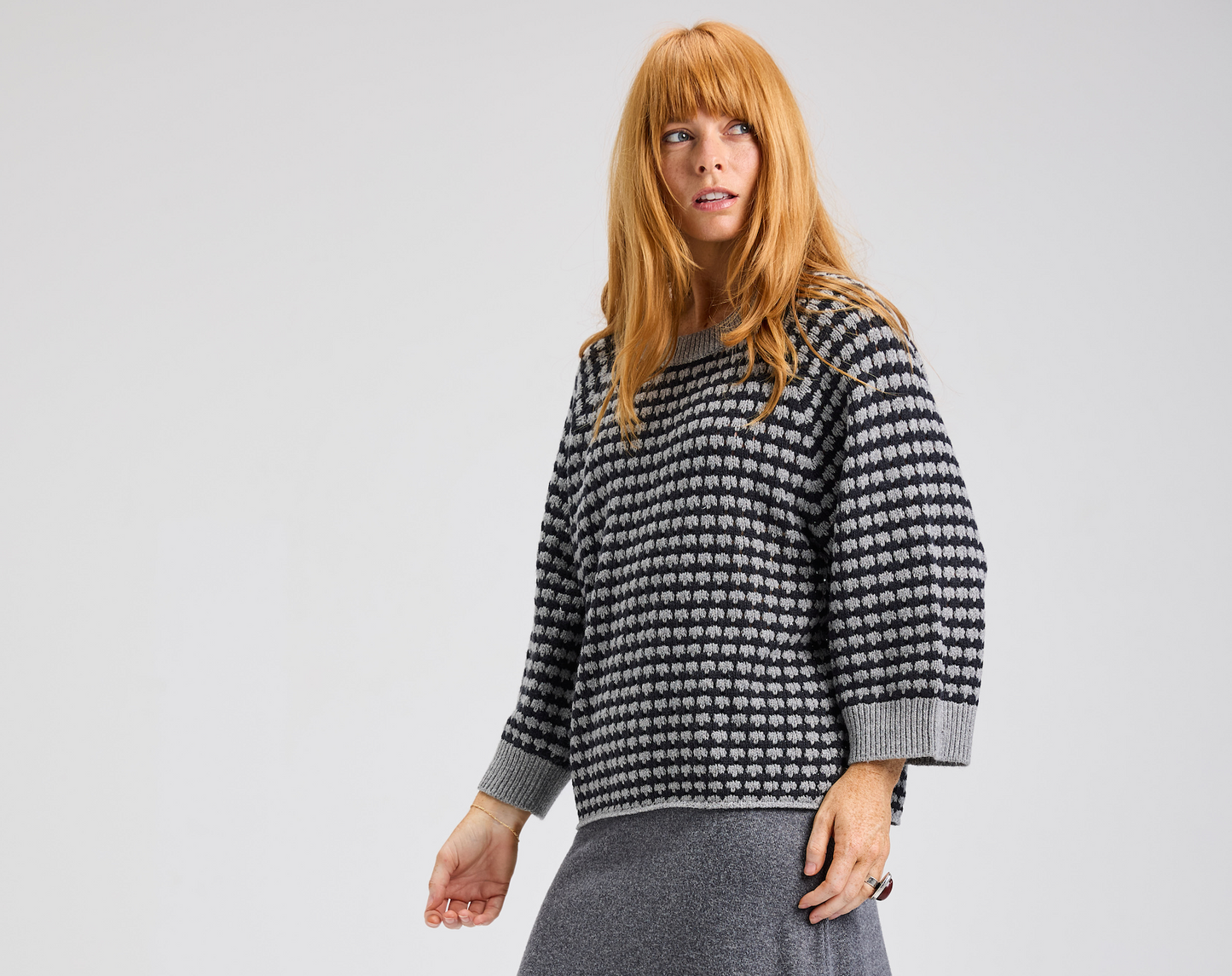 Bethany Textured Crew ~ Cloud