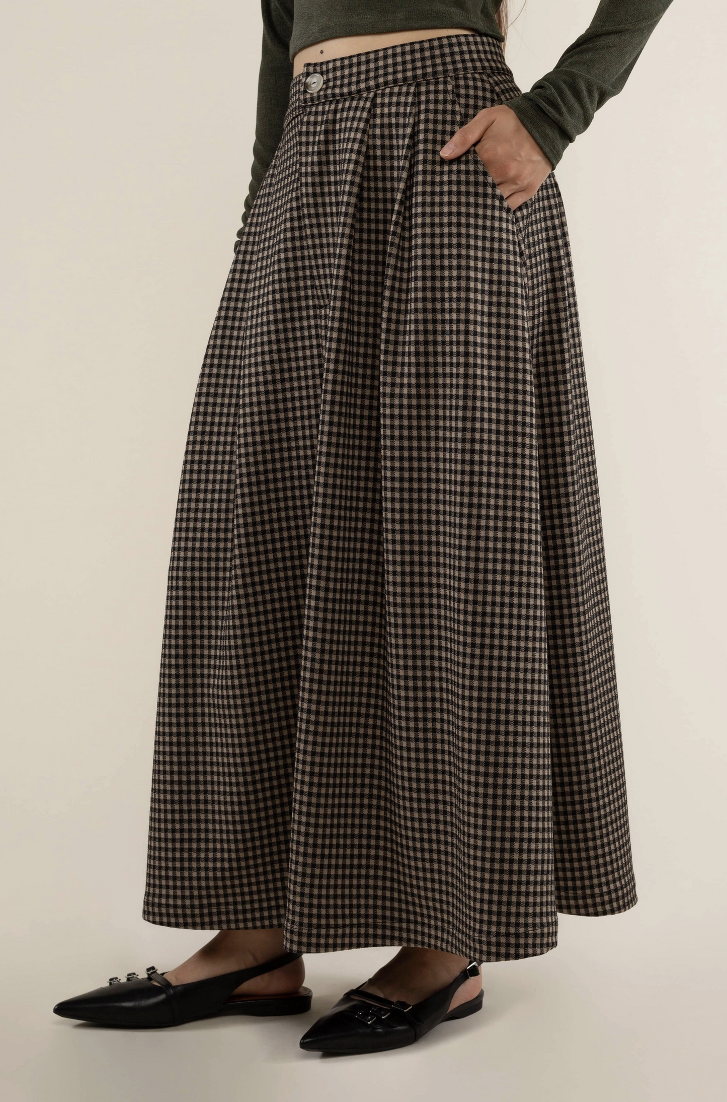 River A-Line Maxi Skirt ~ Tan/Black
