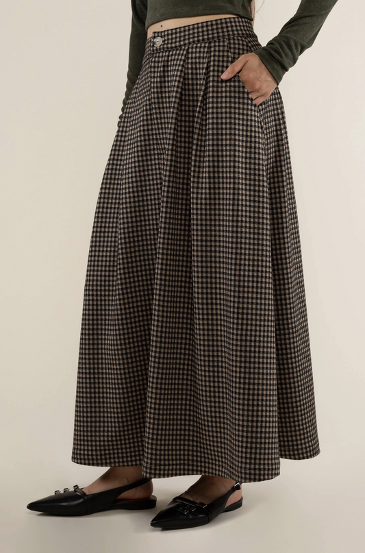River A-Line Maxi Skirt ~ Tan/Black