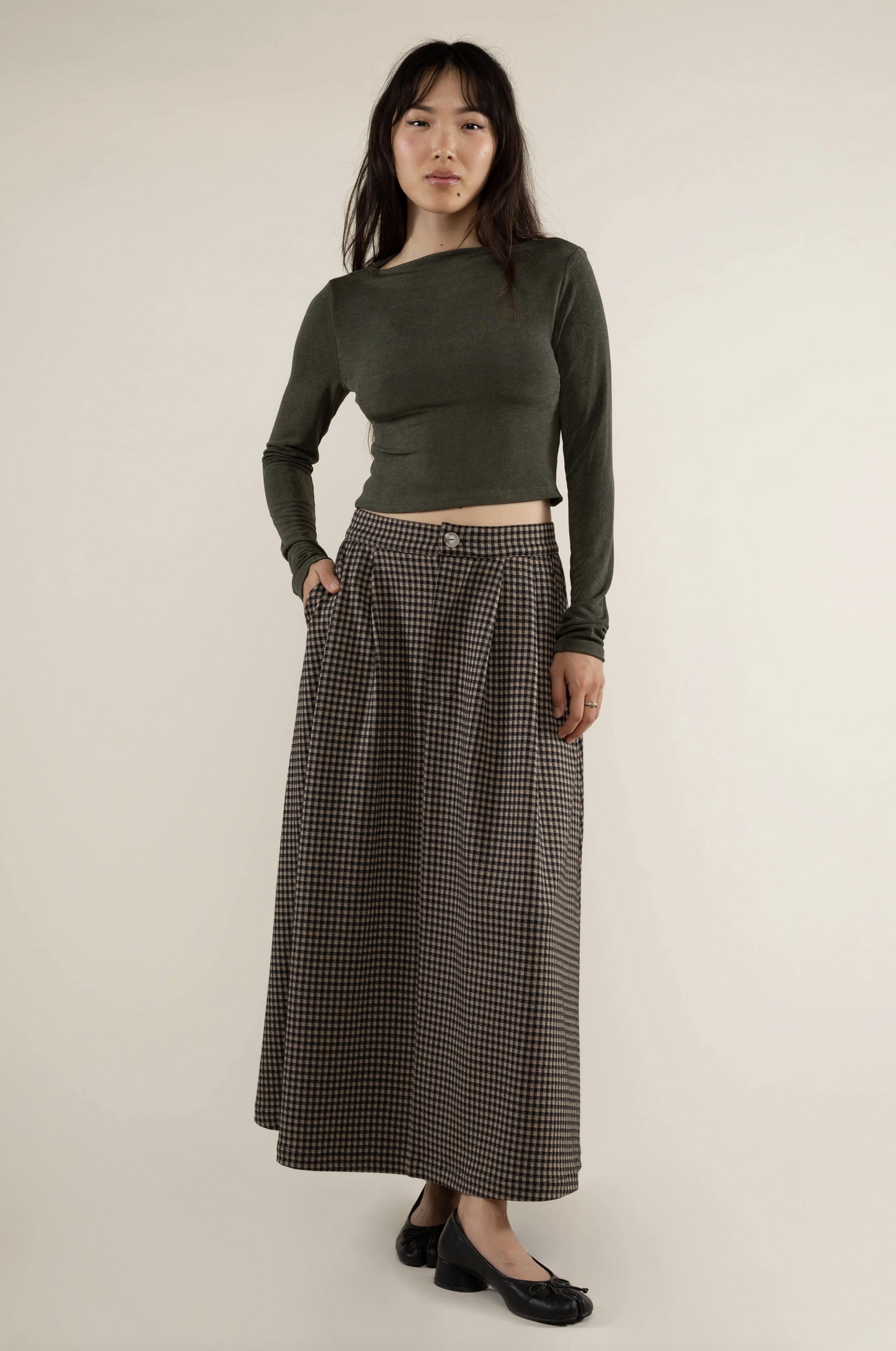 River A-Line Maxi Skirt ~ Tan/Black
