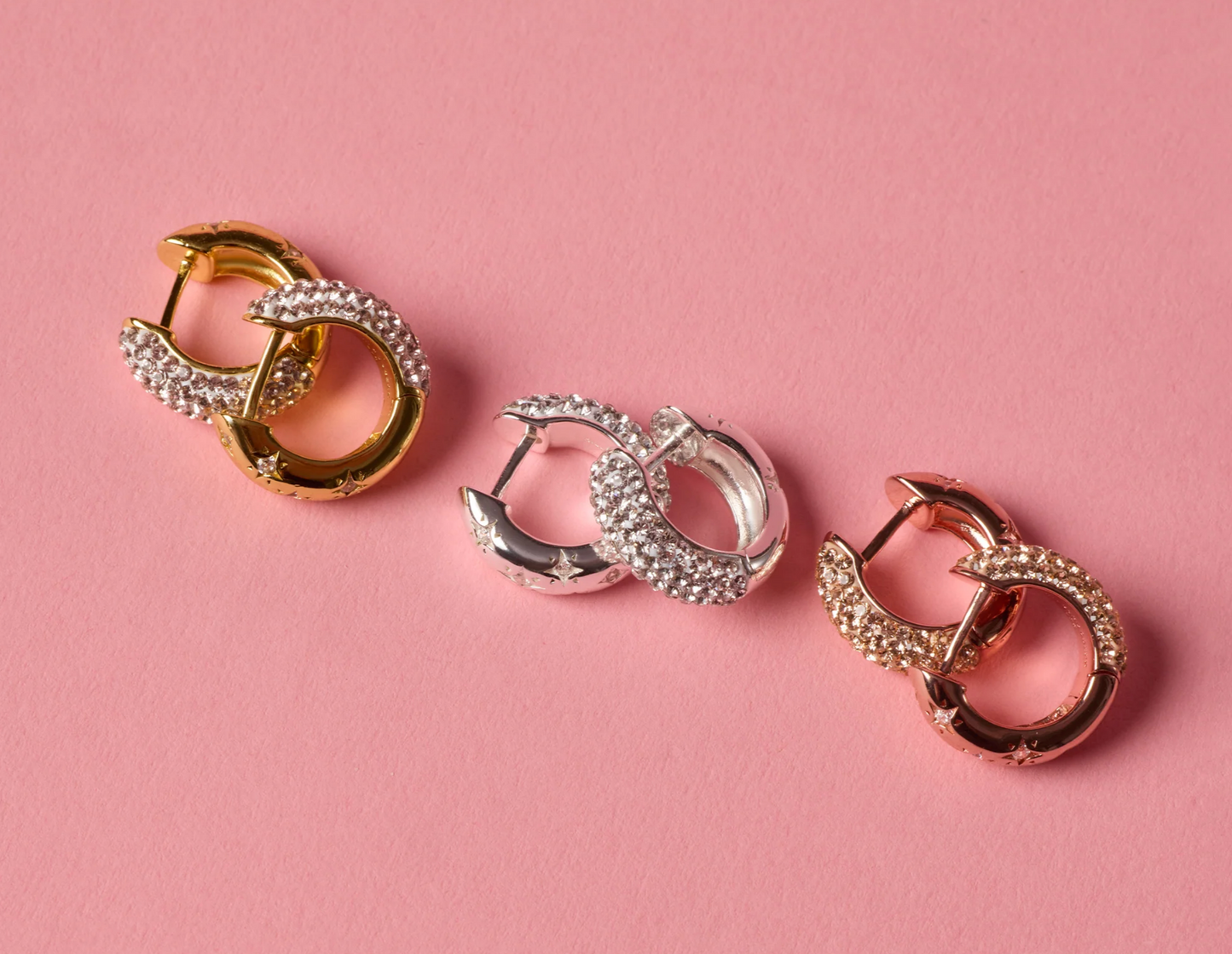 Starburst Sparkle Reversible Hoop Earrings