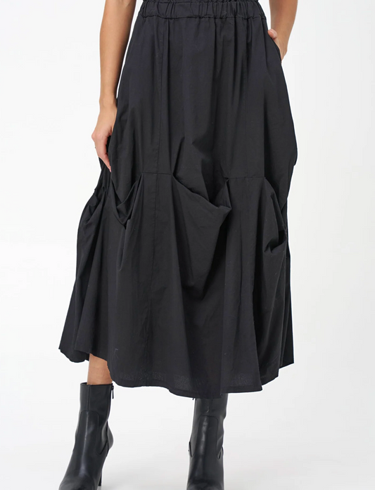 Vela Draped Balloon Skirt ~ Black