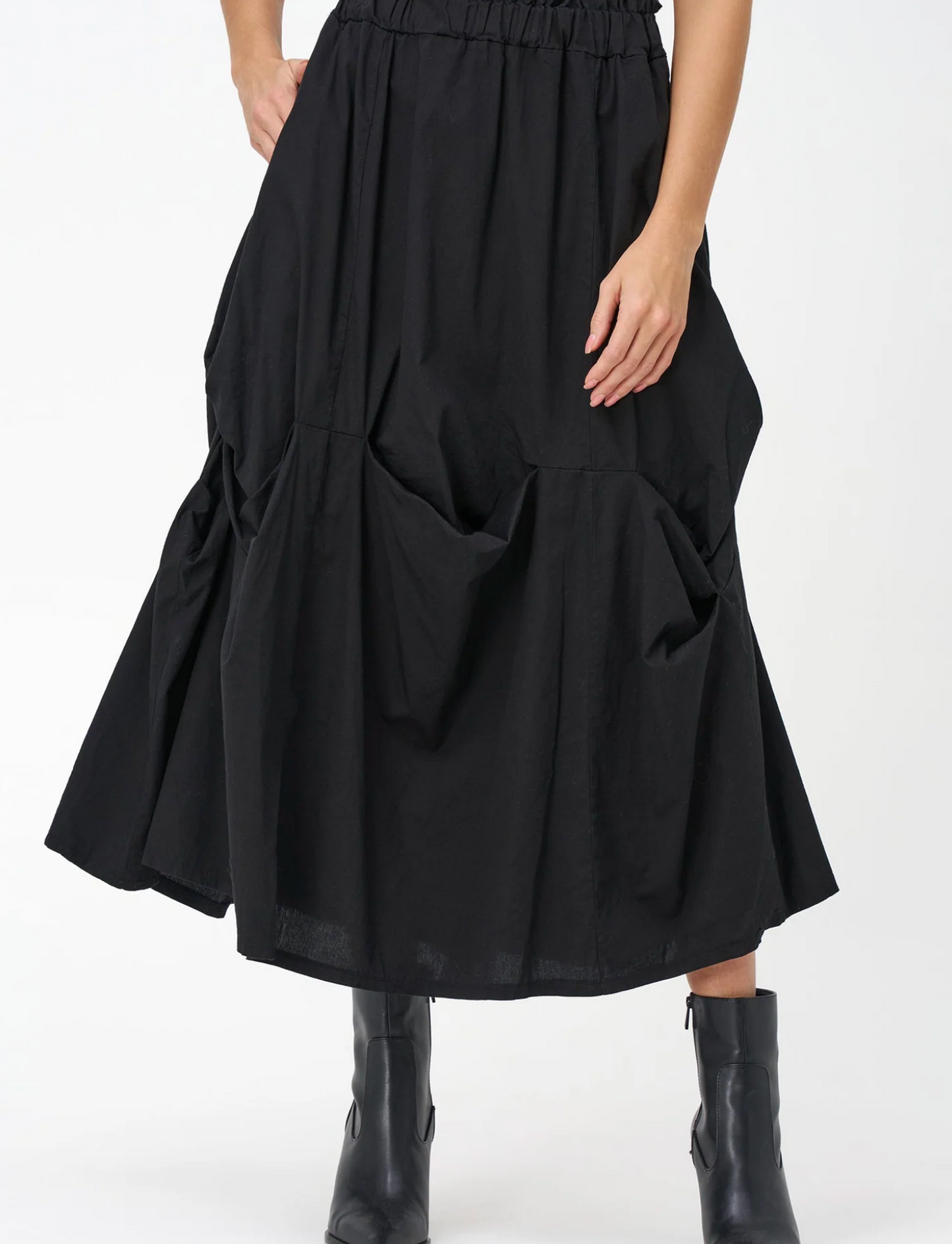 Vela Draped Balloon Skirt ~ Black