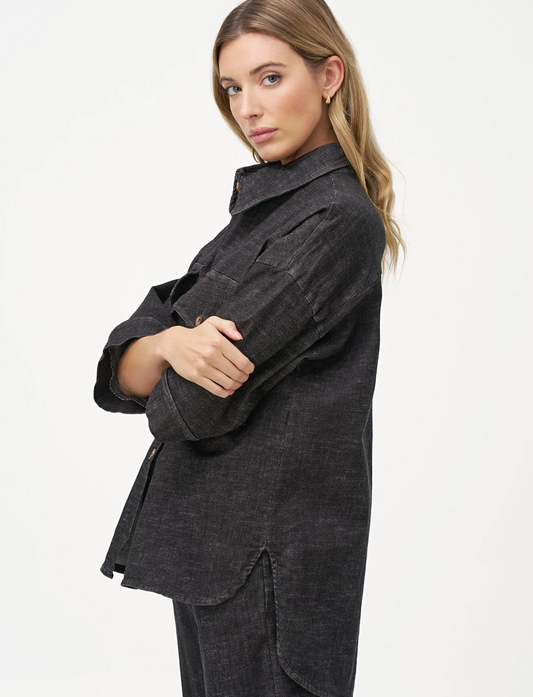 Kate Denim Button Shirt ~ Black Denim