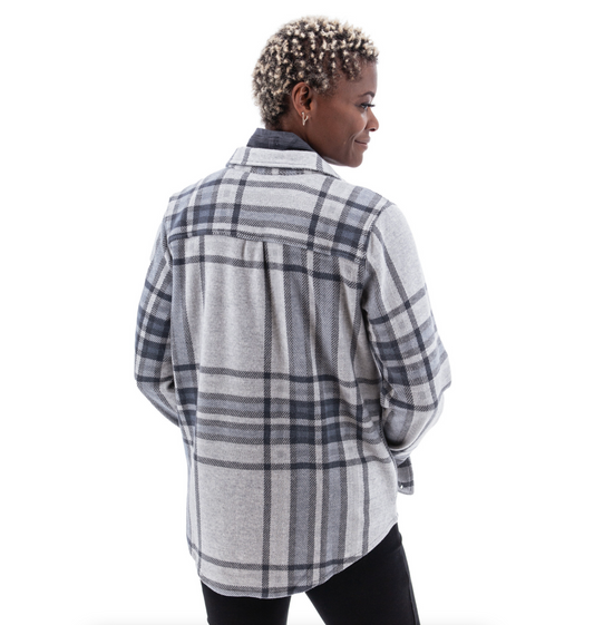 Fran Plaid Boyfriend Shirt ~ Ombre Blue