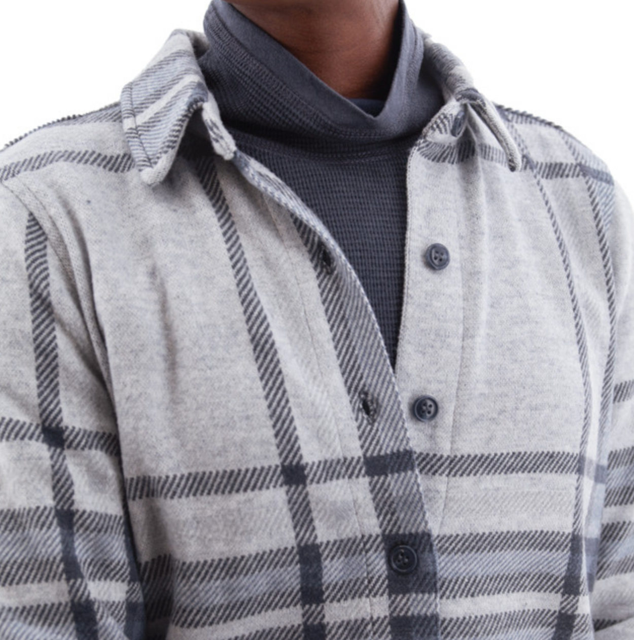 Fran Plaid Boyfriend Shirt ~ Ombre Blue