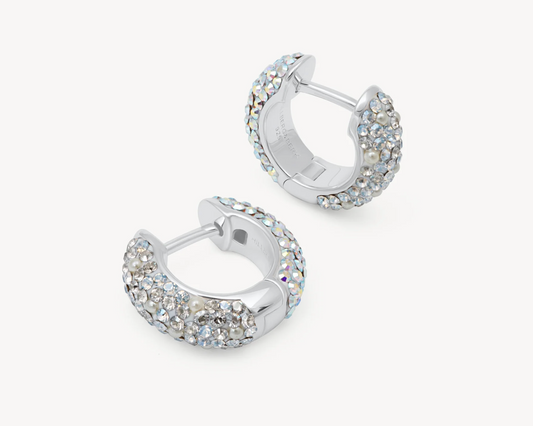 Glitz/Aurora Borealis Lights Sparkle Hoop Earrings - Small