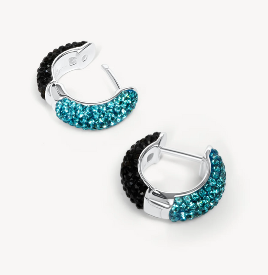 Astral/Black Sparkle Hoop Earrings - Small