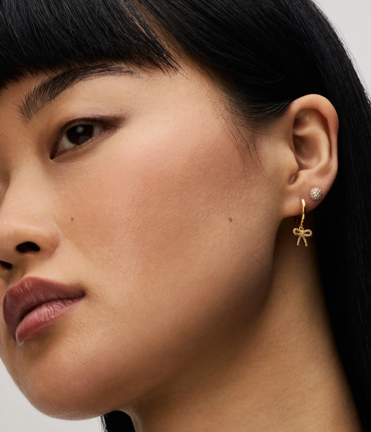 Gold Baby Bow Hoop Earrings