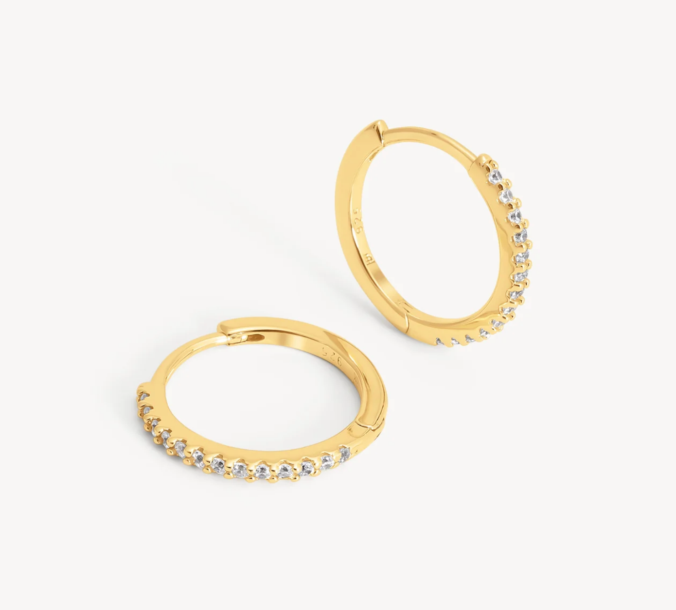 Gold Pave Hoop Earrings - Small
