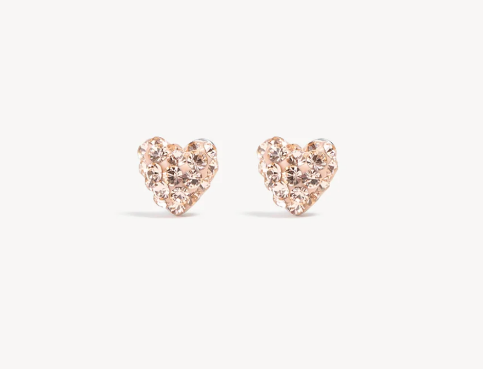 Rose Gold Mini Sparkle Heart Stud Earrings